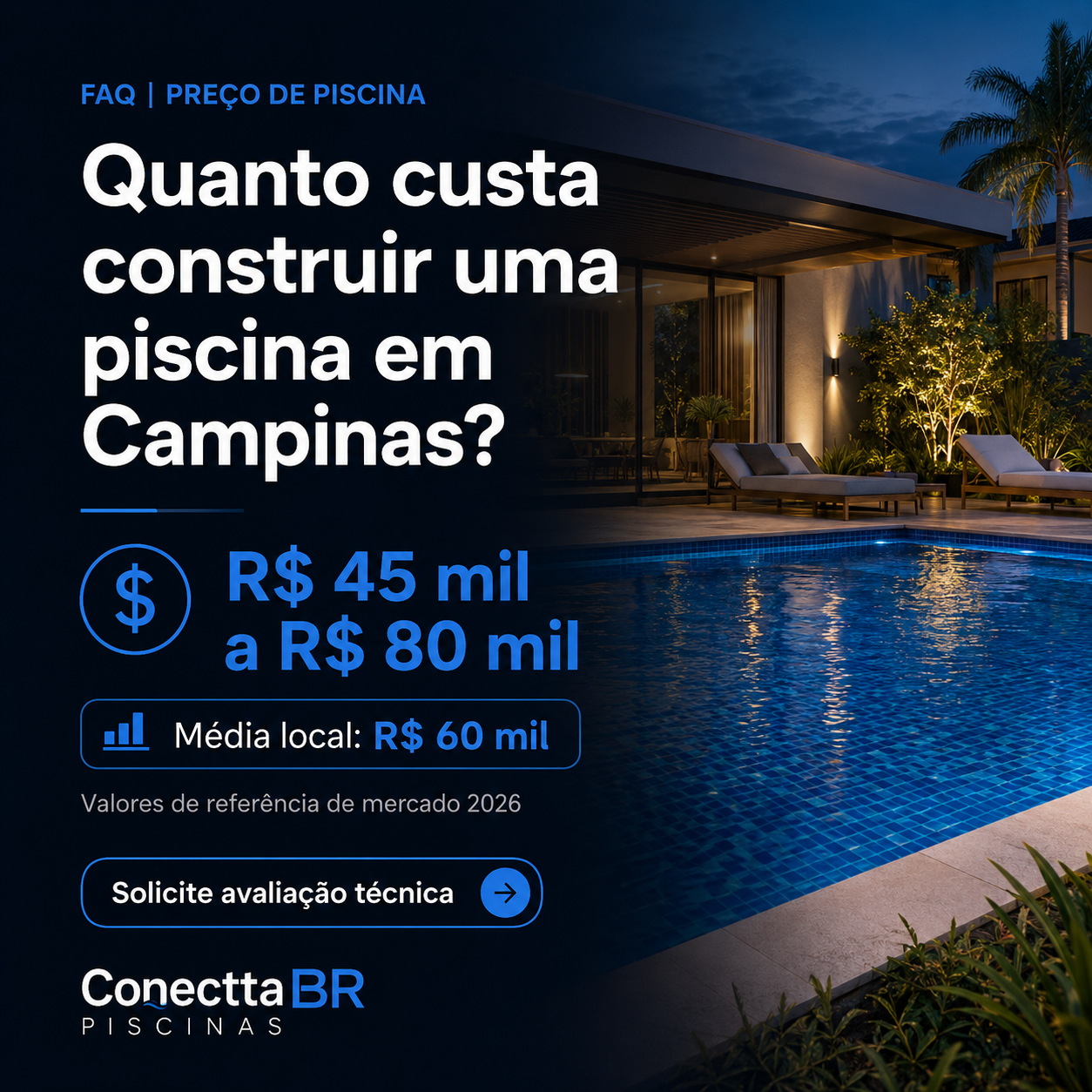 Quanto custa construir uma piscina em Campinas em 2026